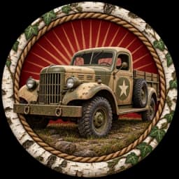 Truck badge: Leather clothes and car dashboards
